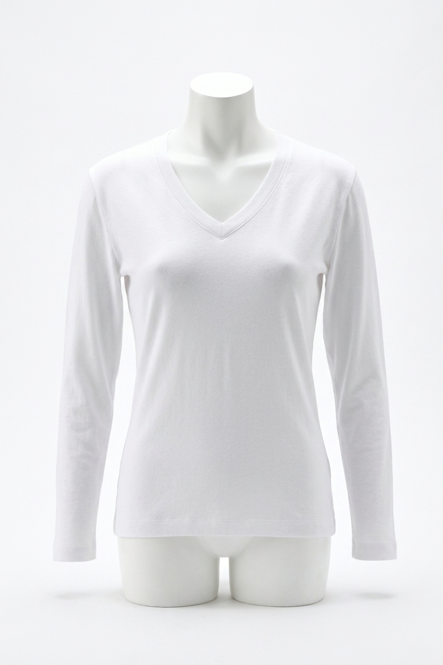NEW ANGEL APPAREL long sleeve v-neck top in chalk